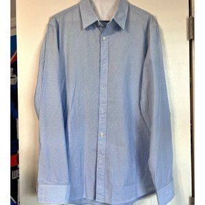 Michael Kors Shirt Large Button‎ Down Classic Fit Blue Patterned Cotton Business